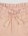 Early Sunday, Roman Shorts in Pink Sand color, made from Canvas 70% Cotton 30% Linen fabric, featuring relaxed fit with delicate finishes, combining style and functionality, shown in a closeup flat-lay view