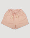 Early Sunday, Roman Shorts in Pink Sand color, made from Canvas 70% Cotton 30% Linen fabric, featuring relaxed fit with delicate finishes, combining style and functionality, shown in a front flat-lay view