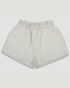 Early Sunday, Roman Shorts in Mini Flower print, made from Printed canvas 70% Cotton 30% Linen fabric, featuring relaxed fit with delicate finishes, combining style and functionality, shown in a back flat-lay view