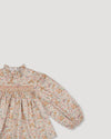 Early Sunday, Rosa Blouse in Floral print, made from Printed Cotton Satin fabric, featuring Frilled neckline detailed with a lace collar for a vintage touch, shown in a closeup flat-lay view