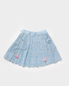 Early Sunday, Ruth Skirt in Tonal Floral Blue color, made from Printed Cotton Tiny Swiss Dobby fabric, featuring a flared silhouette with an elastic waistband & floral design, shown in a front flat-lay view