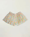 Early Sunday, Solal Skort in Emma Floral Mint color, made from Organic Printed Cotton Cambric fabric, featuring a flared skirt overlay with attached shorts & elastic waistband, shown in a back flat-lay view