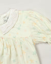 Early Sunday, Sukie Baby Dress & Bloomer in Star Fish print, made from Printed Cotton Cambric fabric, featuring flared dress with a relaxed fit for ease of movement, matching bloomer with an elasticated waistband for comfort and flexibility., shown in a closeup flat-lay view