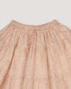 Early Sunday, Victoria Skirt in Feather print, made from Printed Cotton Cambric fabric, featuring Tiered silhouette for natural movement and volume, shown in a closeup flat-lay view