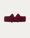 Early Sunday, Wide Bow Head Band in Plum, made from Cotton Double Gauze fabric, featuring a wide bow design, shown in a front flat-lay view