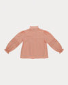 Early Sunday, Zoe Shirt in Nude, made from Cotton Jeera Dobby Voile fabric, featuring frilled roundneck with detailed lace yoke, shown in a back flat-lay view